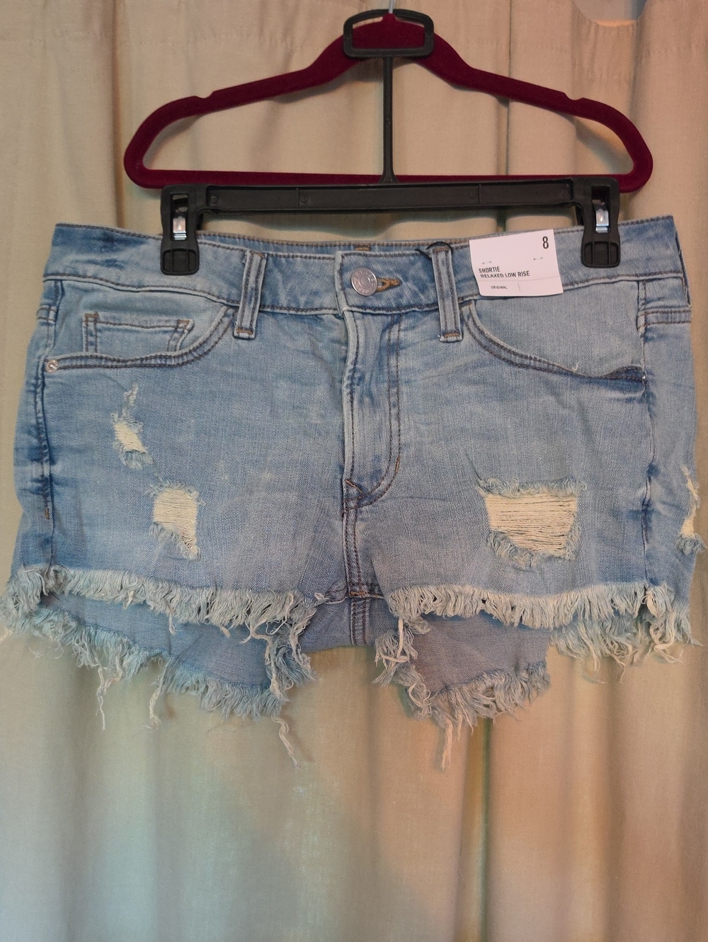 Express Light Blue Distressed Denim Shorts